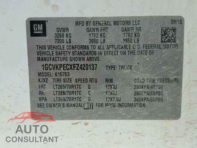 CHEVROLET SILVERADO 2015 - 1GCVKPECXFZ420137