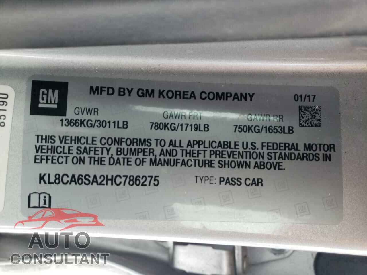 CHEVROLET SPARK 2017 - KL8CA6SA2HC786275