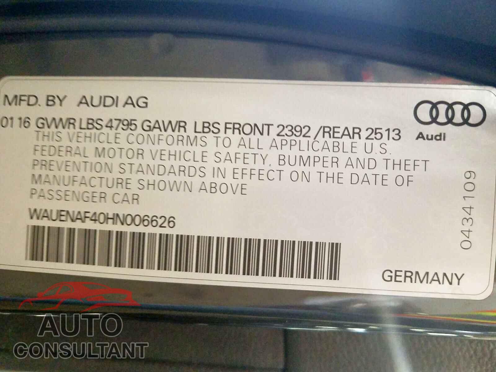 AUDI A4 2017 - JN8AT2MV0KW375954