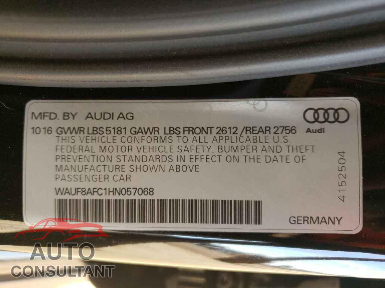 AUDI A6 2017 - WAUF8AFC1HN057068