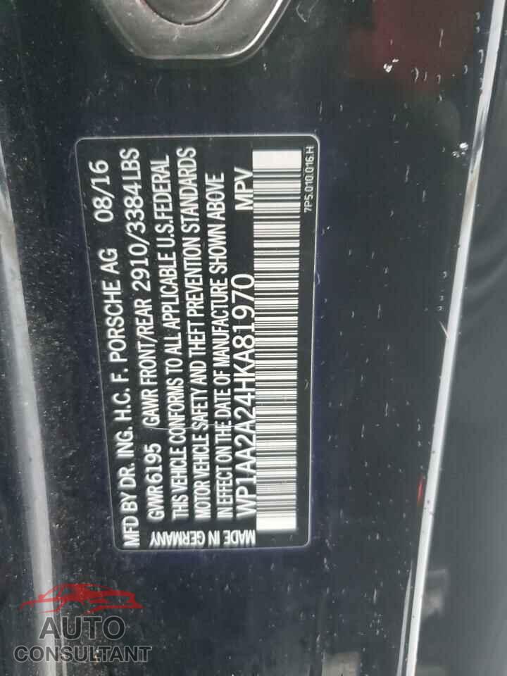PORSCHE CAYENNE 2017 - WP1AA2A24HKA81970