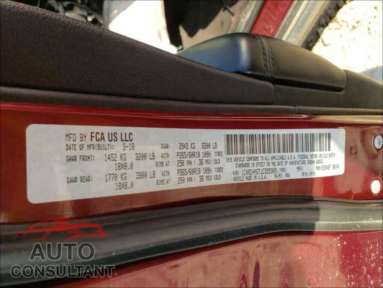 DODGE DURANGO 2018 - 1C4RDHAG7JC329302