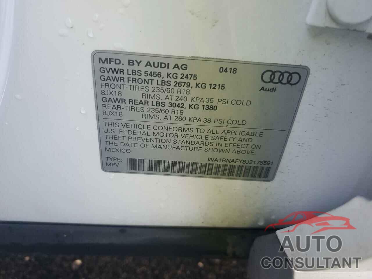 AUDI Q5 2018 - WA1BNAFY8J2178591