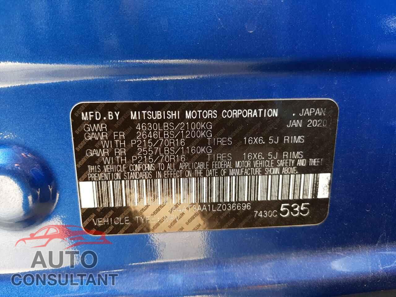 MITSUBISHI ECLIPSE 2020 - JA4AT3AA1LZ036696