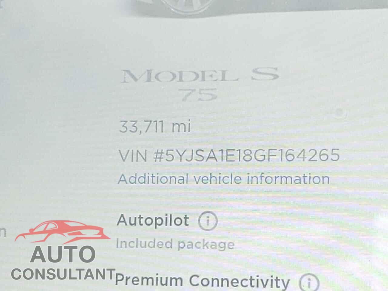 TESLA MODEL S 2016 - 5YJSA1E18GF164265