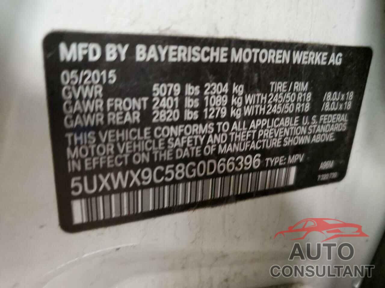 BMW X3 2016 - 5UXWX9C58G0D66396