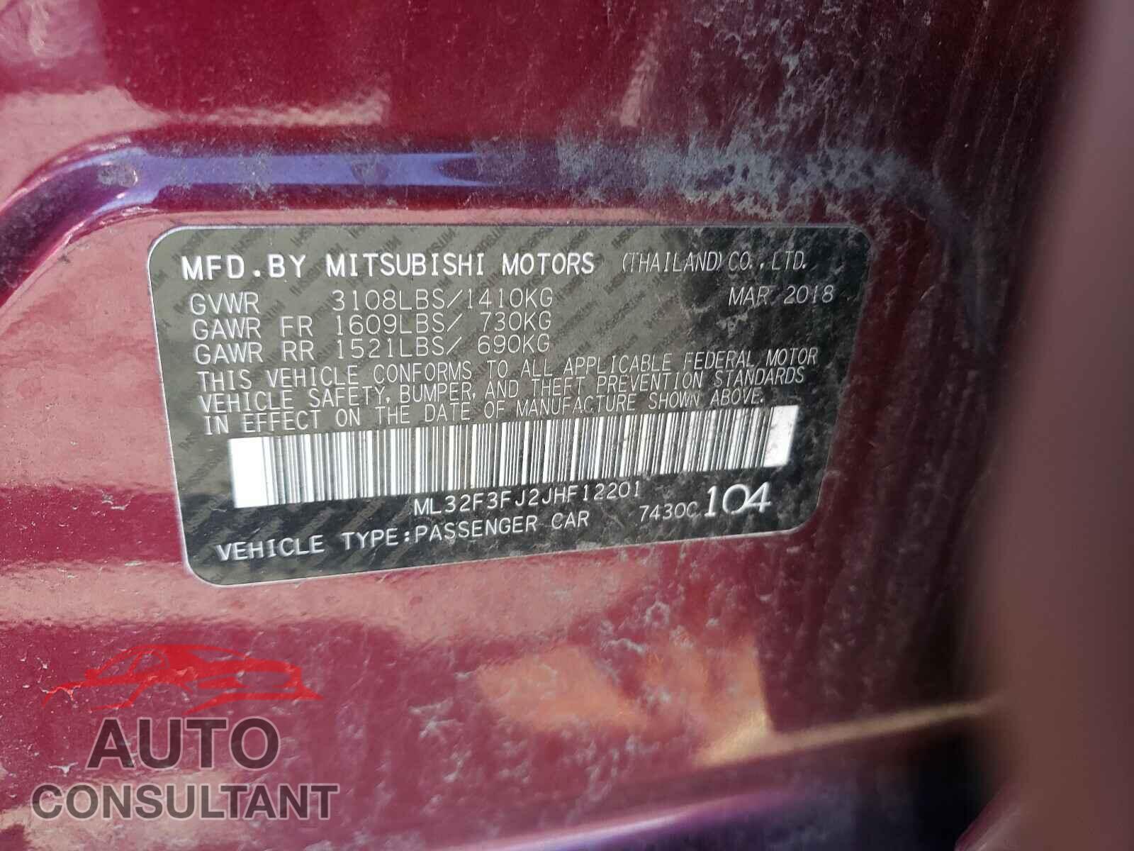 MITSUBISHI MIRAGE 2018 - ML32F3FJ2JHF12201