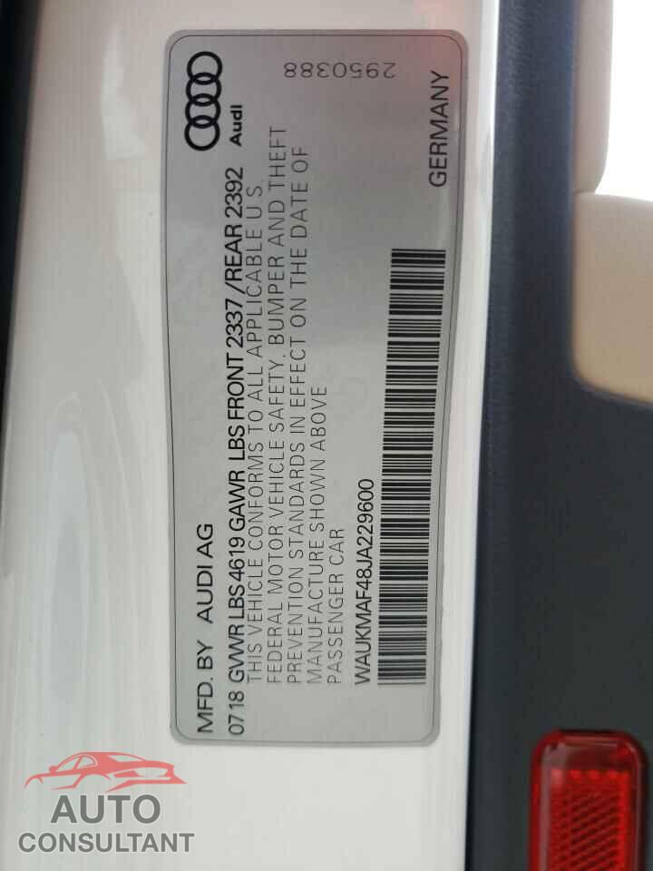 AUDI A4 2018 - WAUKMAF48JA229600