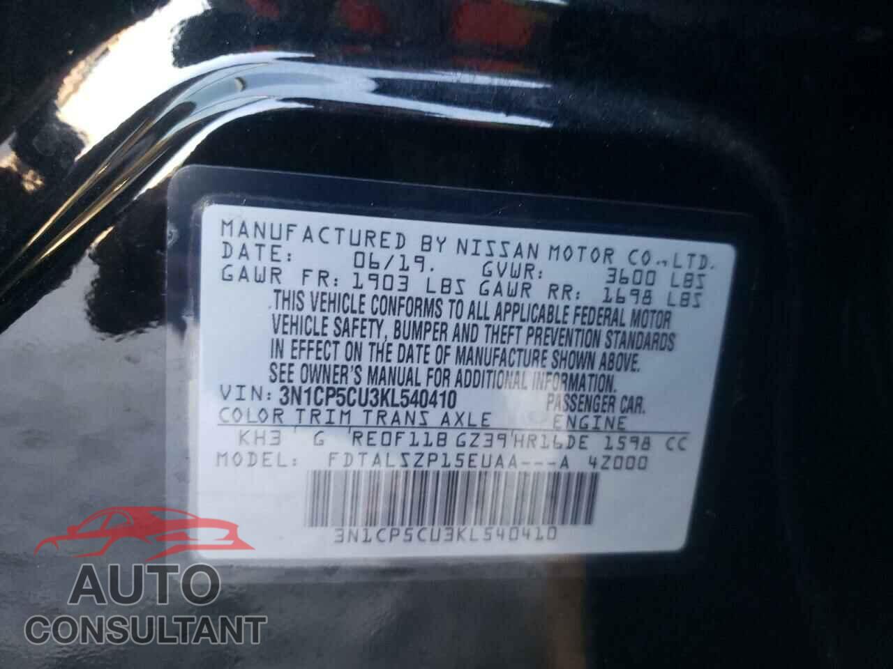 NISSAN KICKS 2019 - 3N1CP5CU3KL540410