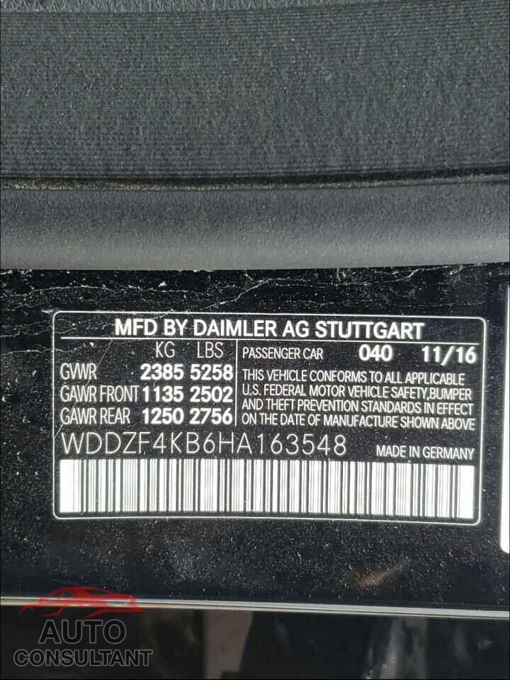 MERCEDES-BENZ E CLASS 2017 - WDDZF4KB6HA163548