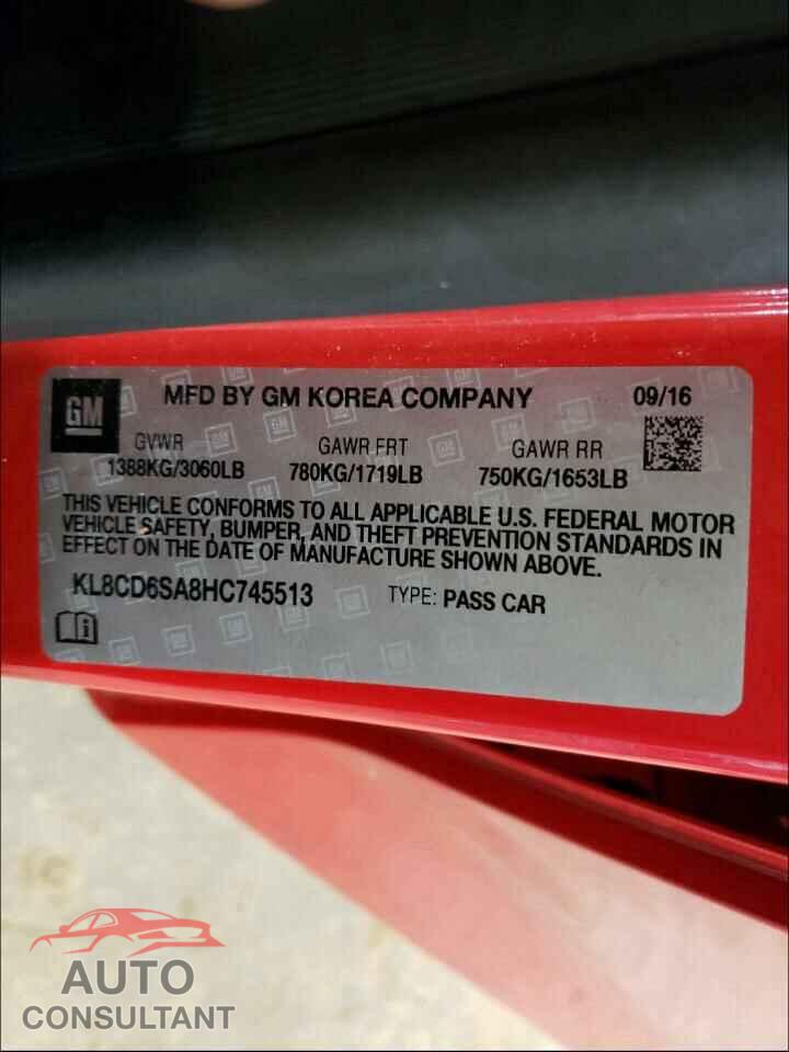 CHEVROLET SPARK 2017 - KL8CD6SA8HC745513