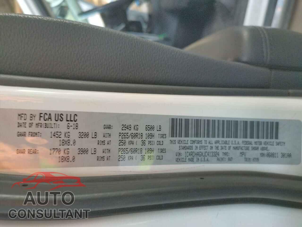 DODGE DURANGO 2018 - 1C4RDHAGXJC413324