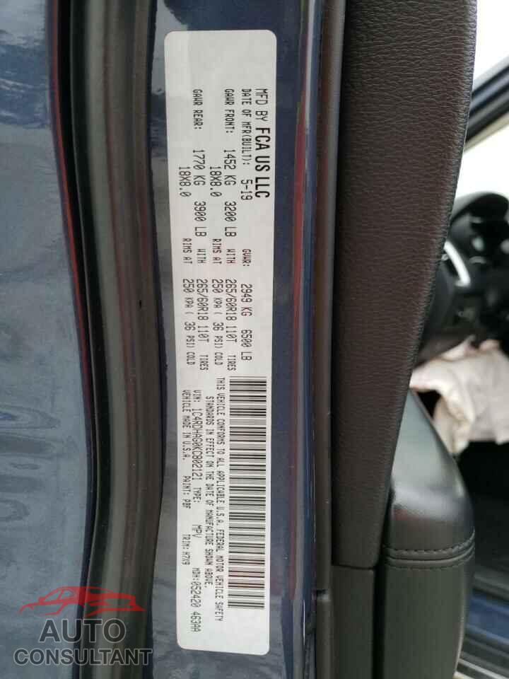 DODGE DURANGO 2019 - 1C4RDHAG0KC802121
