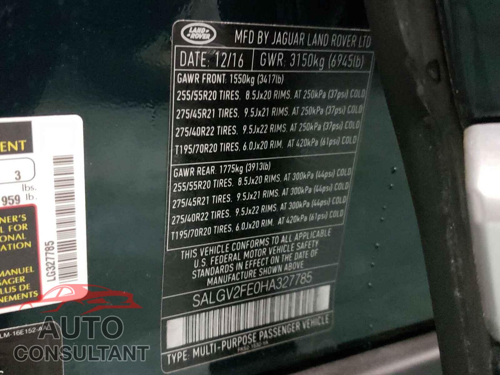 LAND ROVER RANGEROVER 2017 - SALGV2FE0HA327785
