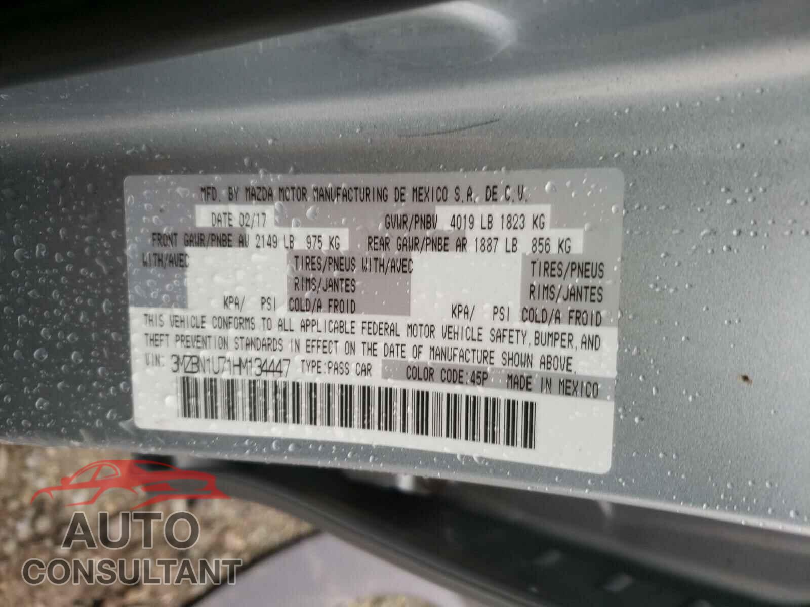 MAZDA 3 2017 - 3MZBN1U71HM134447