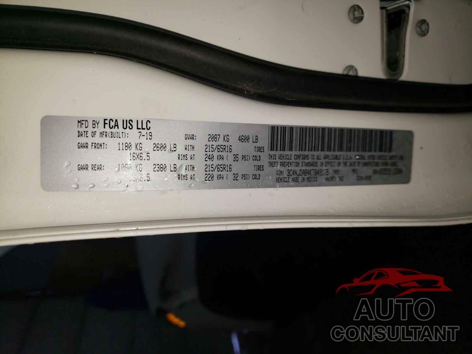 JEEP COMPASS 2019 - 3C4NJDAB4KT849175