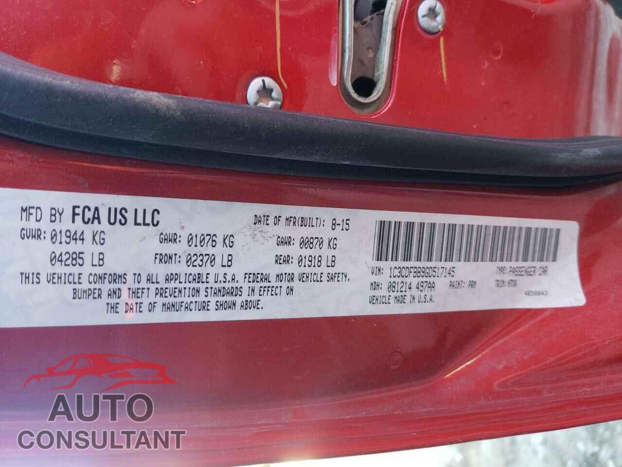 DODGE DART 2016 - 1C3CDFBB9GD517145