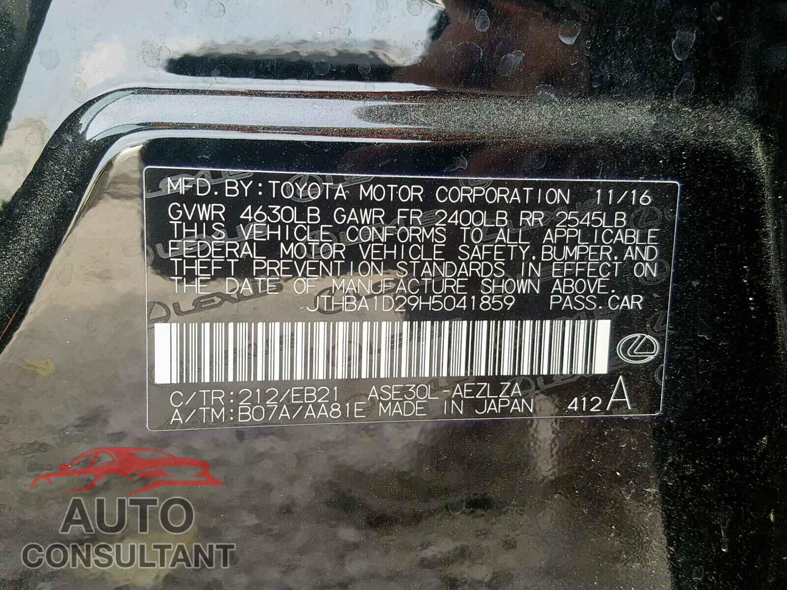 LEXUS IS 2017 - JTHBA1D29H5041859
