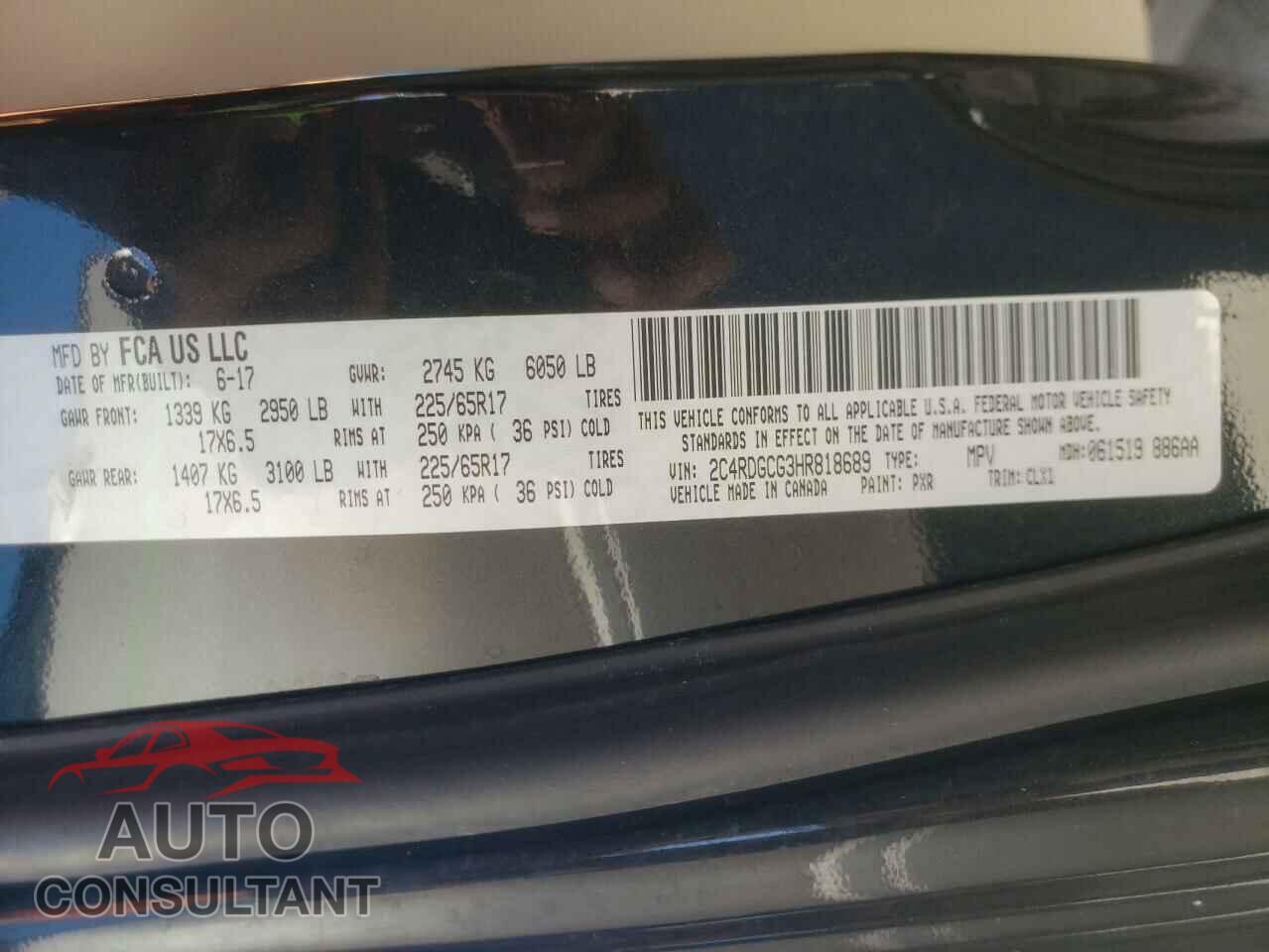 DODGE GRAND CARA 2017 - 2C4RDGCG3HR818689