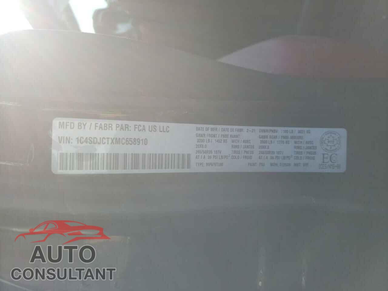 DODGE DURANGO 2021 - 1C4SDJCTXMC658910