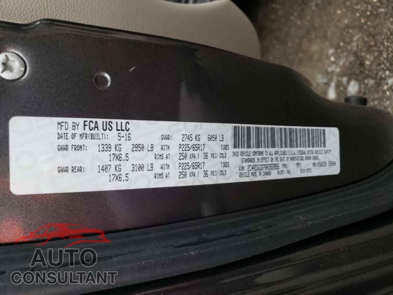 DODGE GRAND CARA 2016 - 2C4RDGCG7GR352859