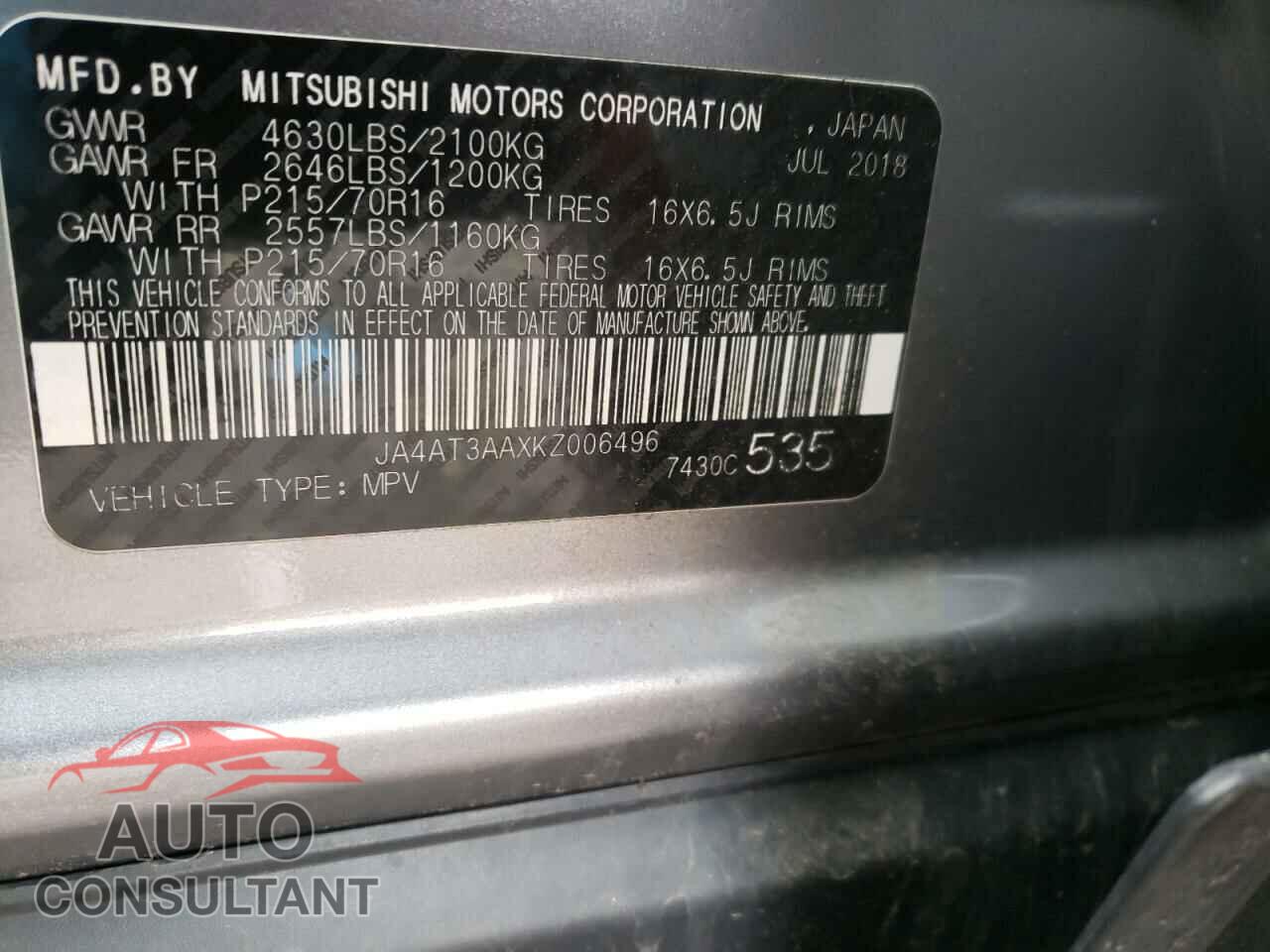 MITSUBISHI ECLIPSE 2019 - JA4AT3AAXKZ006496