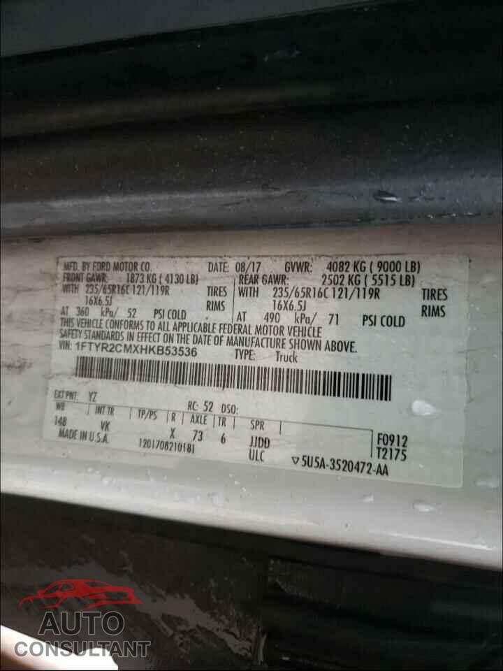 FORD TRANSIT CO 2017 - 1FTYR2CMXHKB53536