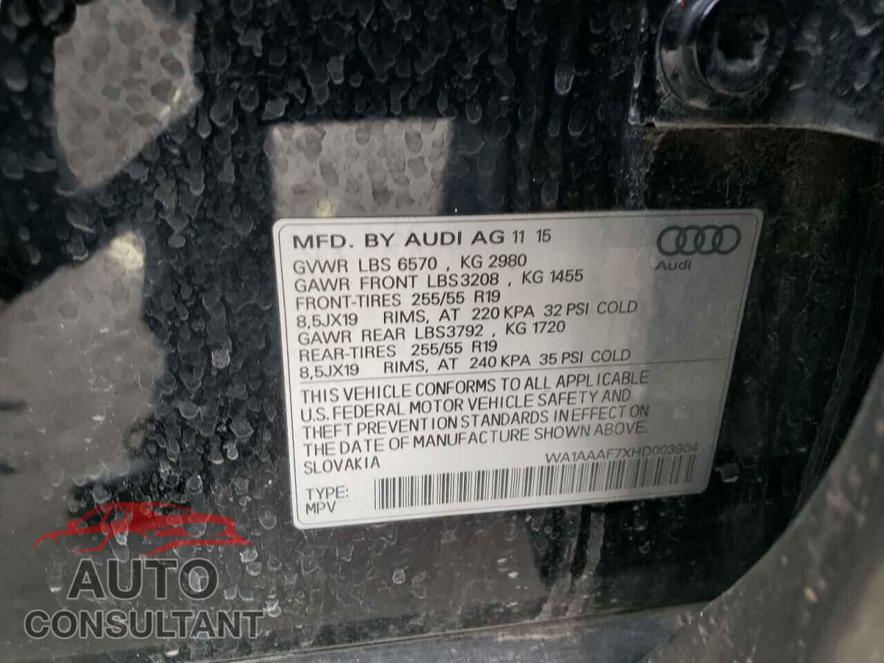 AUDI Q7 2017 - WA1AAAF7XHD003904