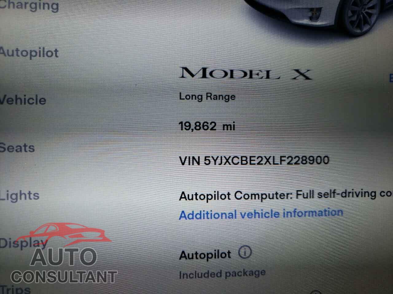 TESLA MODEL X 2020 - 5YJXCBE2XLF228900