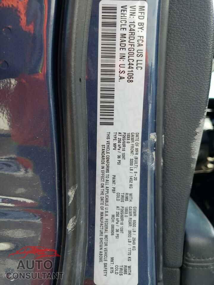 DODGE DURANGO 2020 - 1C4RDJFG0LC441068
