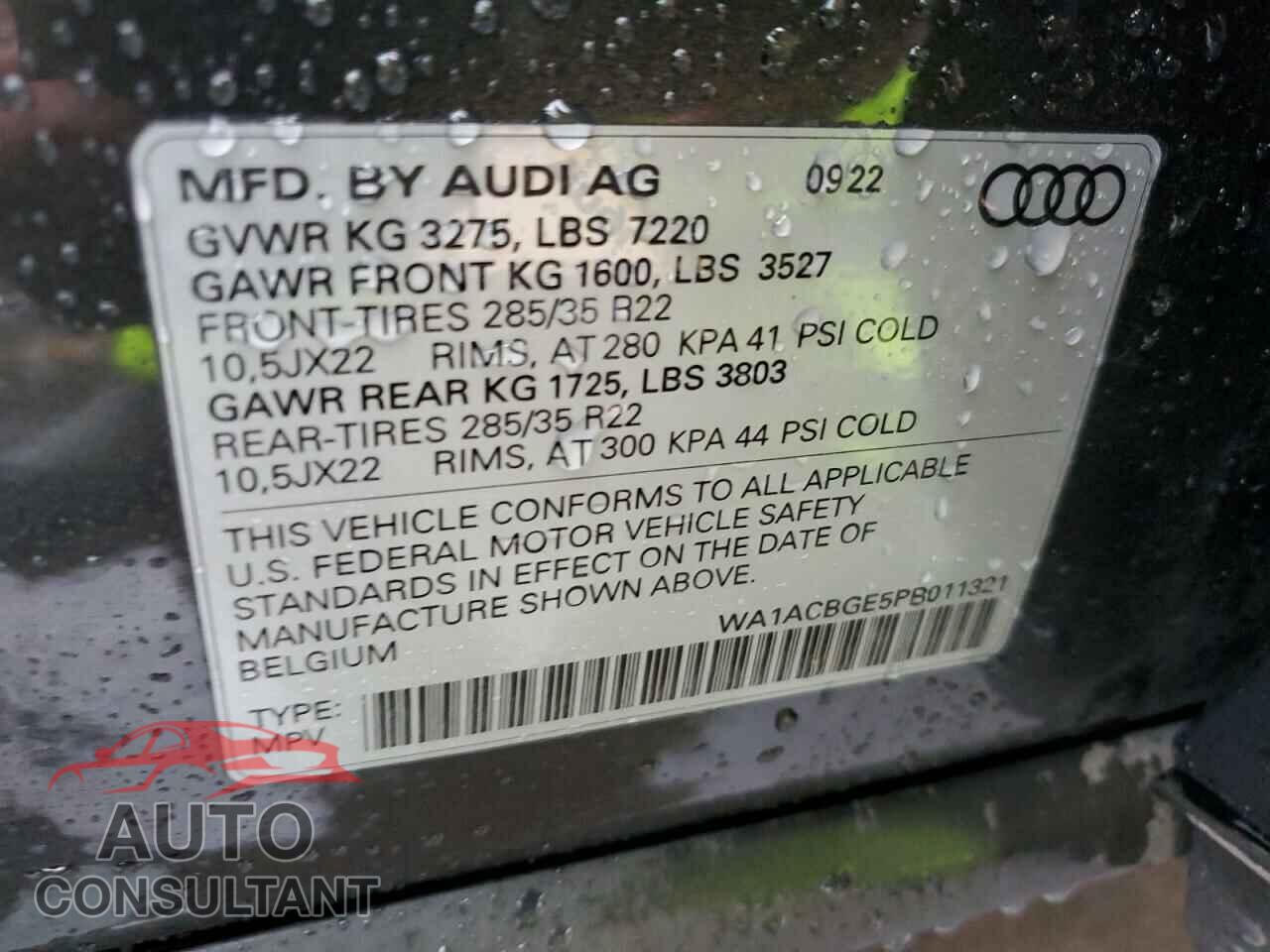 AUDI E-TRON S P 2023 - WA1ACBGE5PB011321