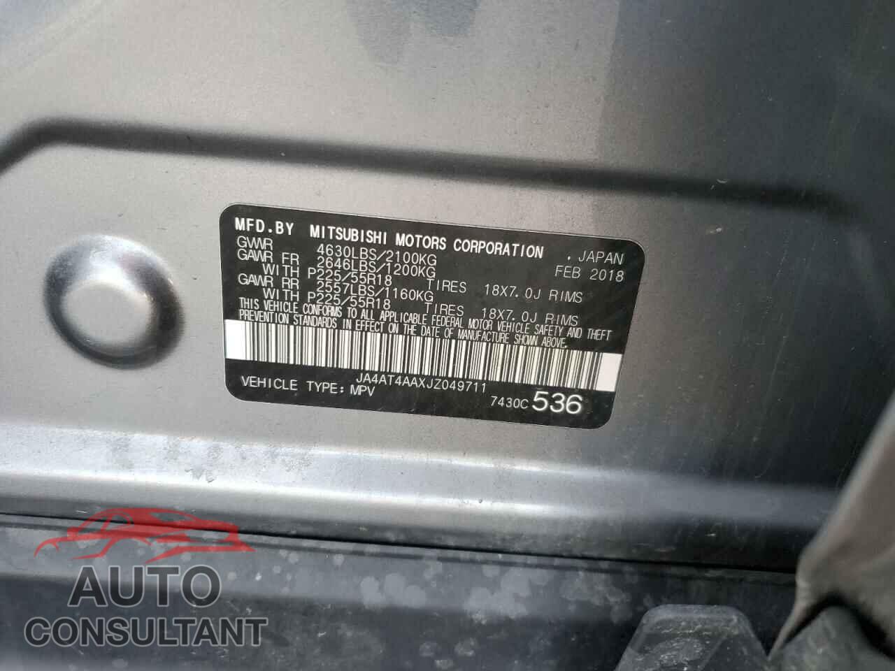 MITSUBISHI ECLIPSE 2018 - JA4AT4AAXJZ049711