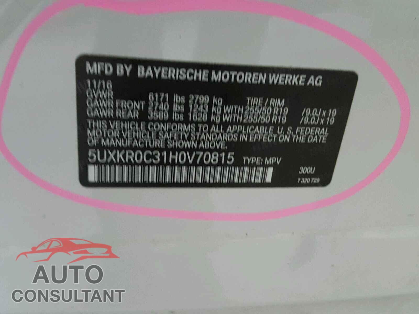 BMW X5 2017 - 1FT7W2BT6KED25581