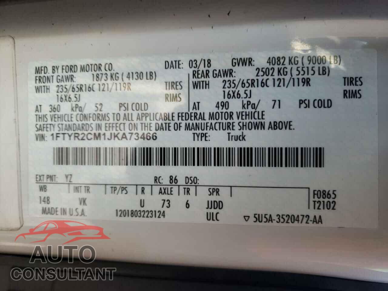 FORD TRANSIT CO 2018 - 1FTYR2CM1JKA73466