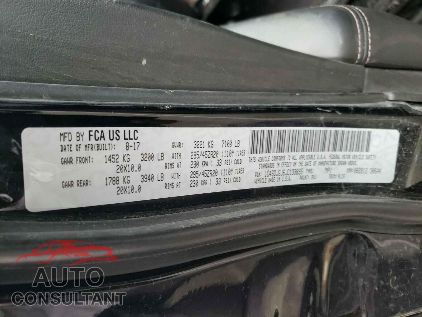 DODGE DURANGO 2018 - 1C4SDJGJ6JC133895