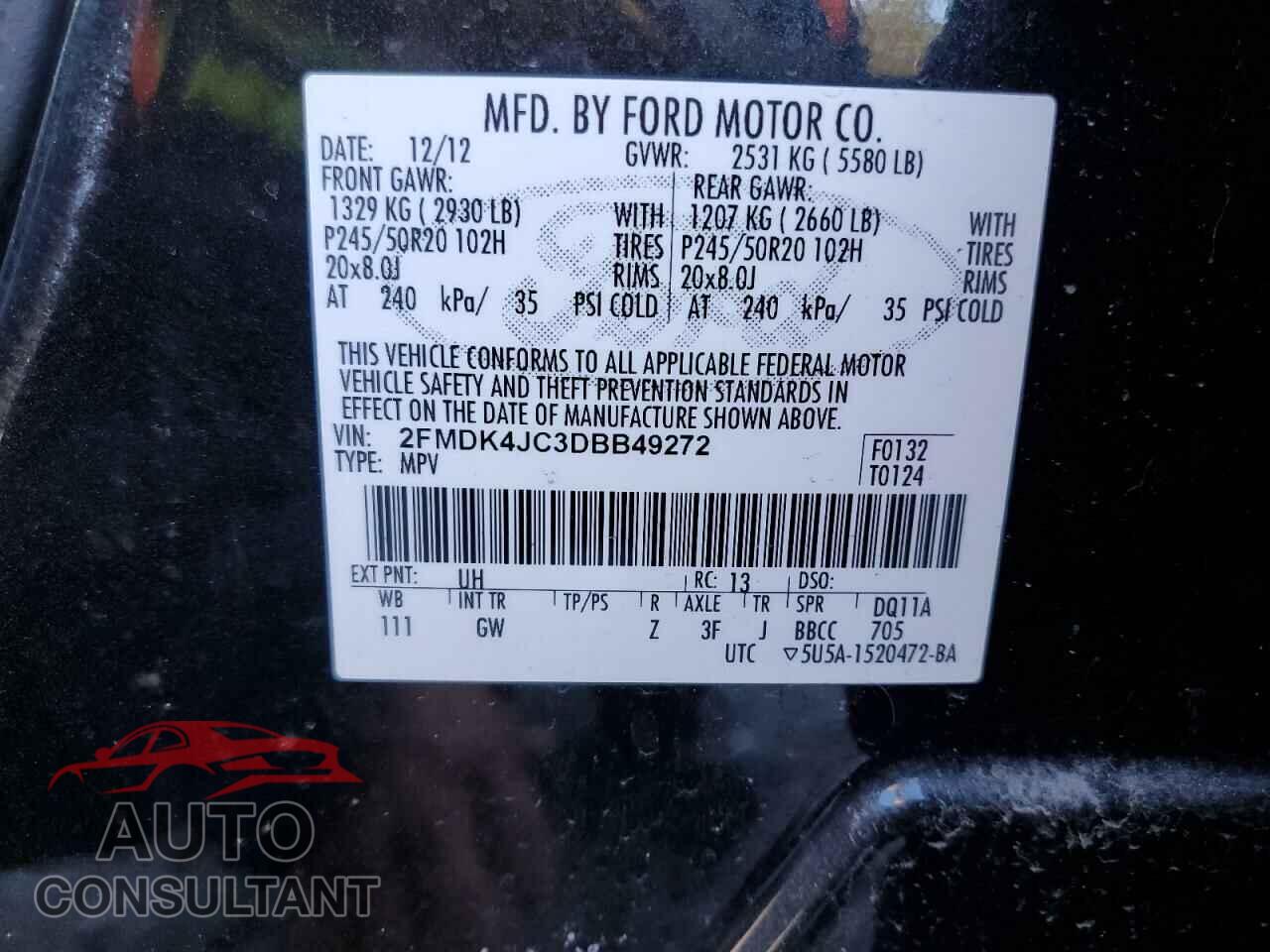 FORD EDGE 2013 - 2FMDK4JC3DBB49272