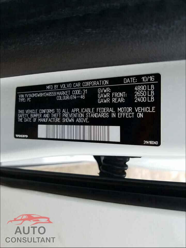 VOLVO V60 2017 - YV1A0MSW8H1348559