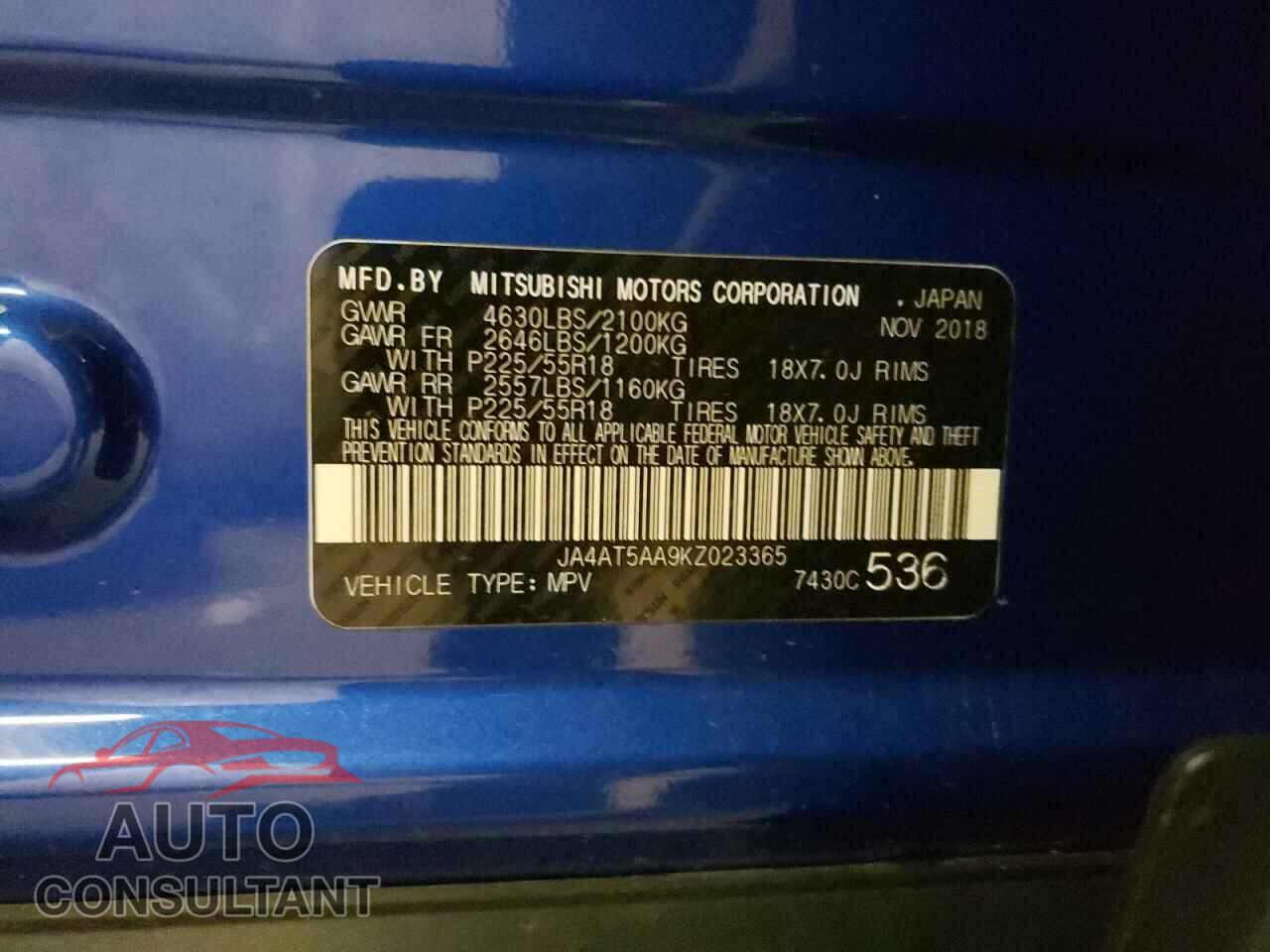 MITSUBISHI ECLIPSE 2019 - JA4AT5AA9KZ023365