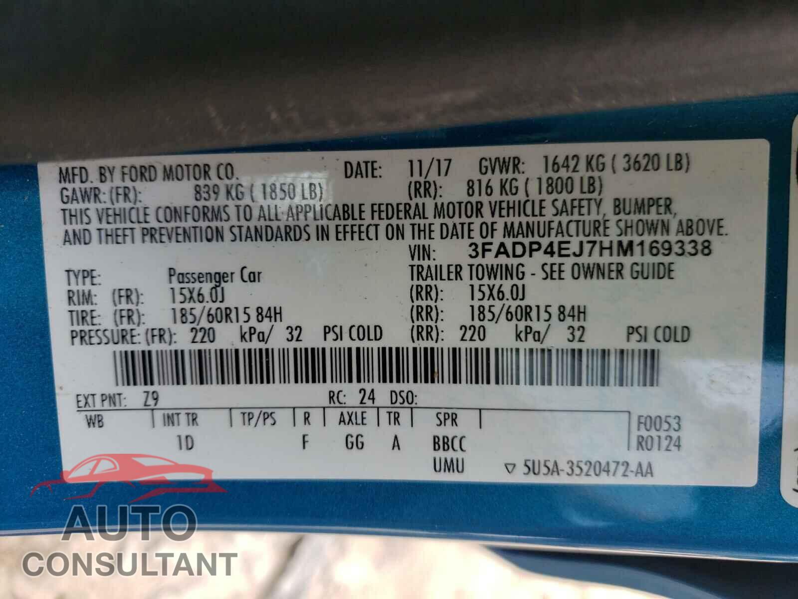 FORD FIESTA 2017 - 3FADP4EJ7HM169338