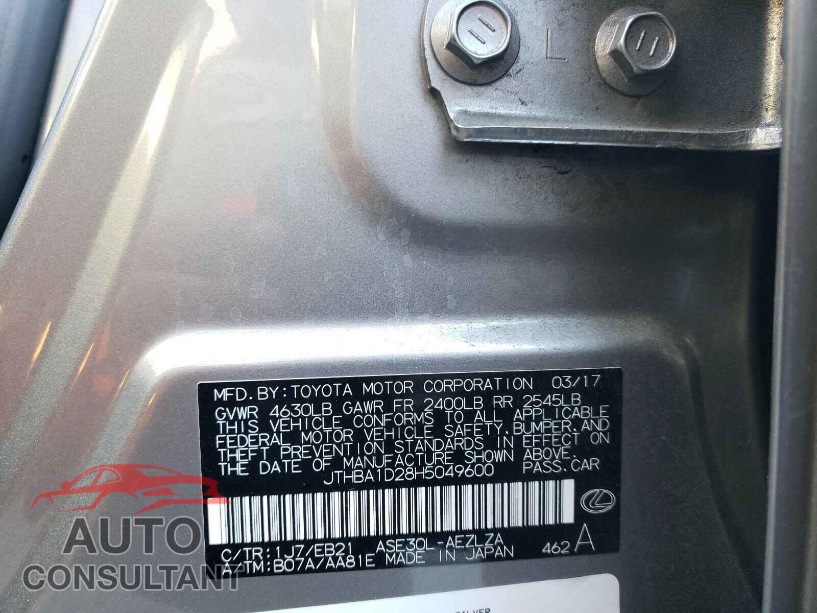 LEXUS IS 2017 - JTHBA1D28H5049600