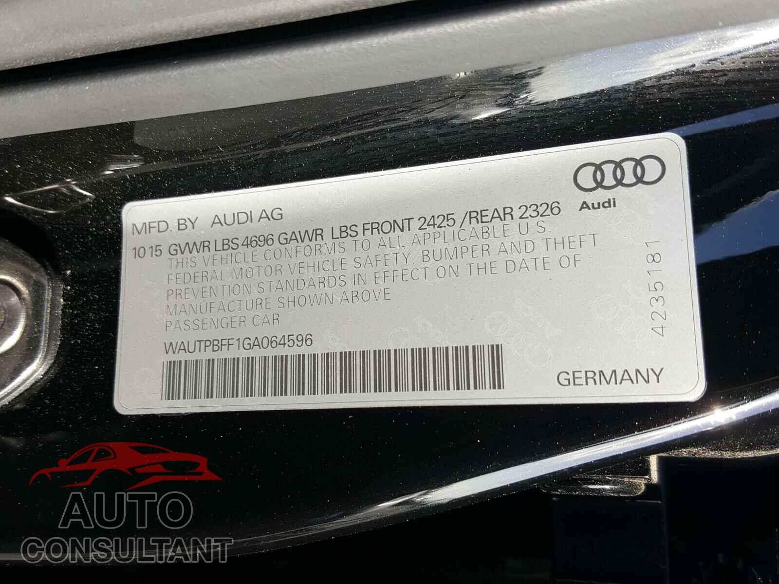 AUDI A3 2016 - WAUTPBFF1GA064596