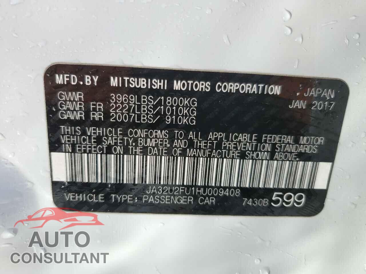 MITSUBISHI LANCER 2017 - JA32U2FU1HU009408