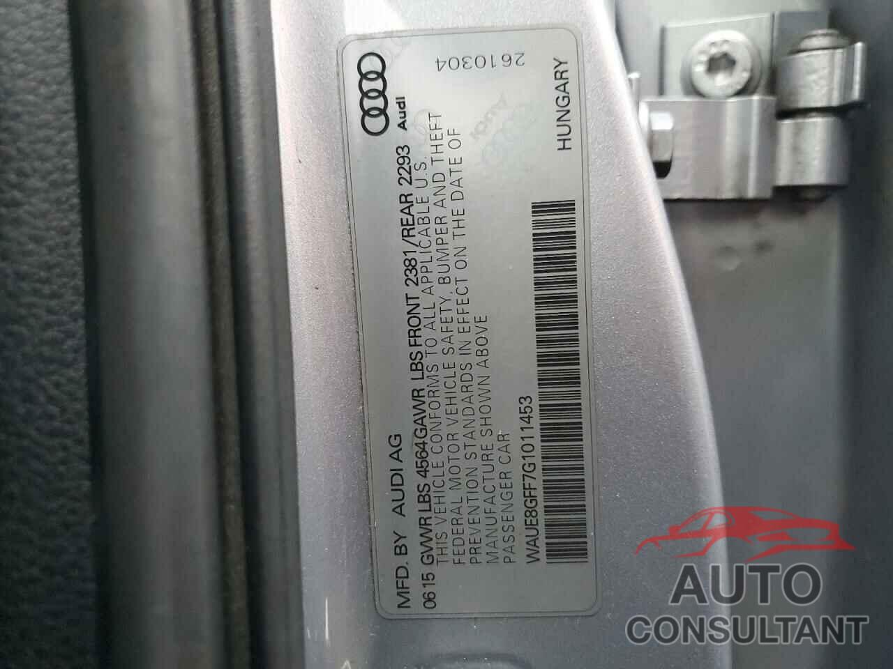 AUDI A3 2016 - WAUE8GFF7G1011453