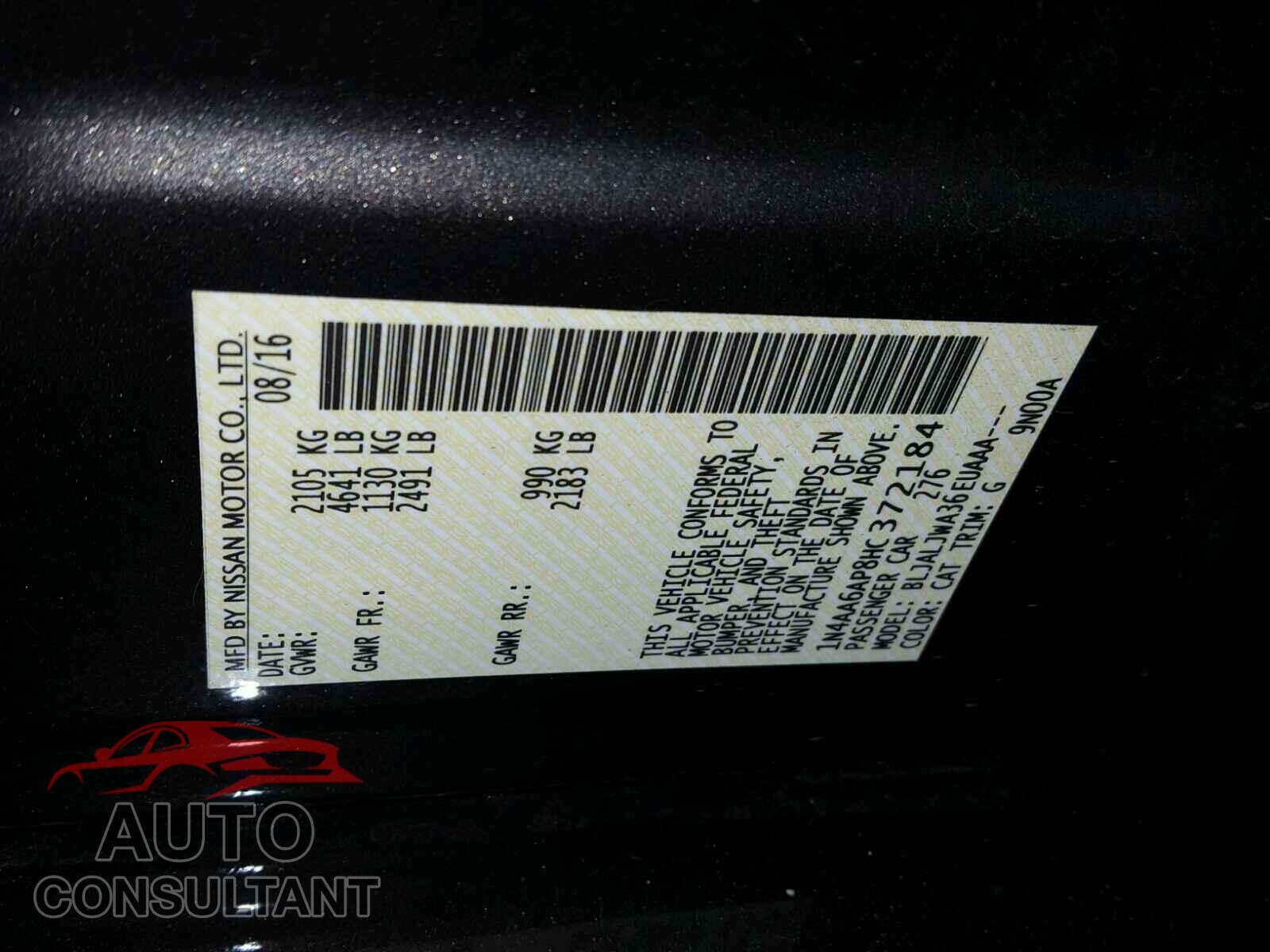 NISSAN MAXIMA 2017 - 1N4AA6AP8HC372184