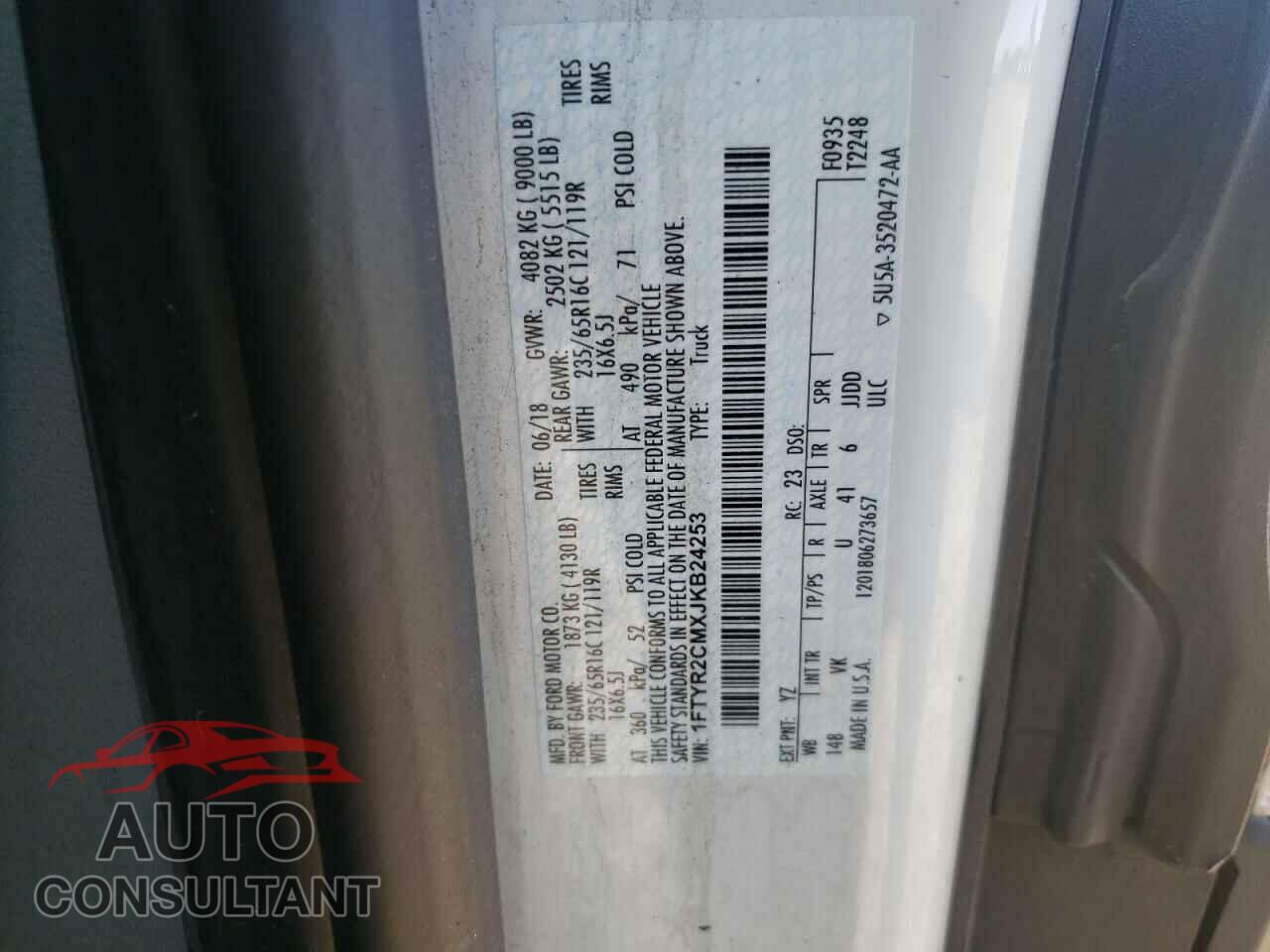 FORD TRANSIT CO 2018 - 1FTYR2CMXJKB24253
