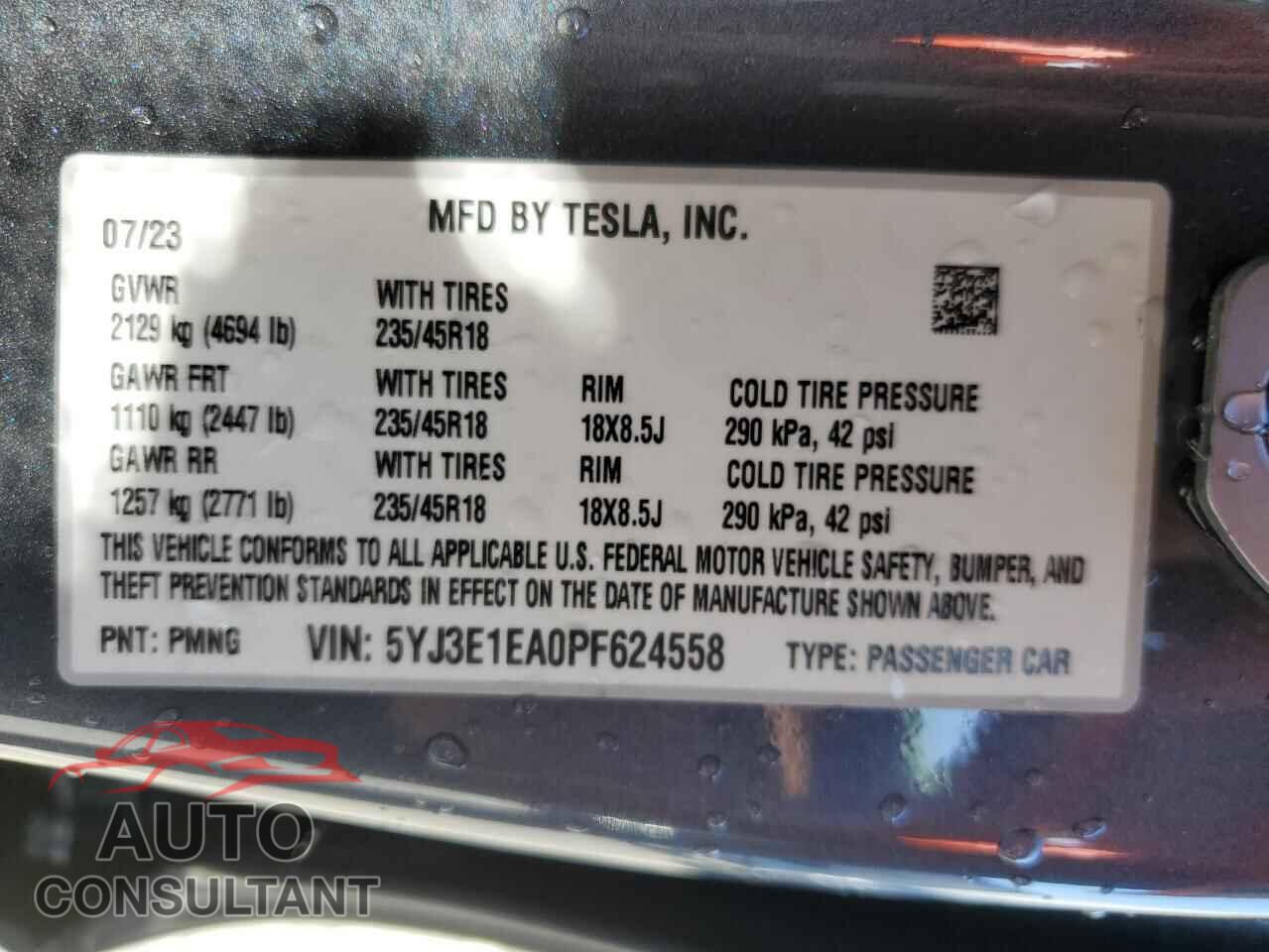 TESLA MODEL 3 2023 - 5YJ3E1EA0PF624558