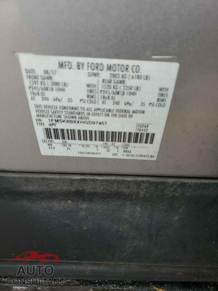 FORD EXPLORER 2017 - 1FM5K8B8XHGD97457