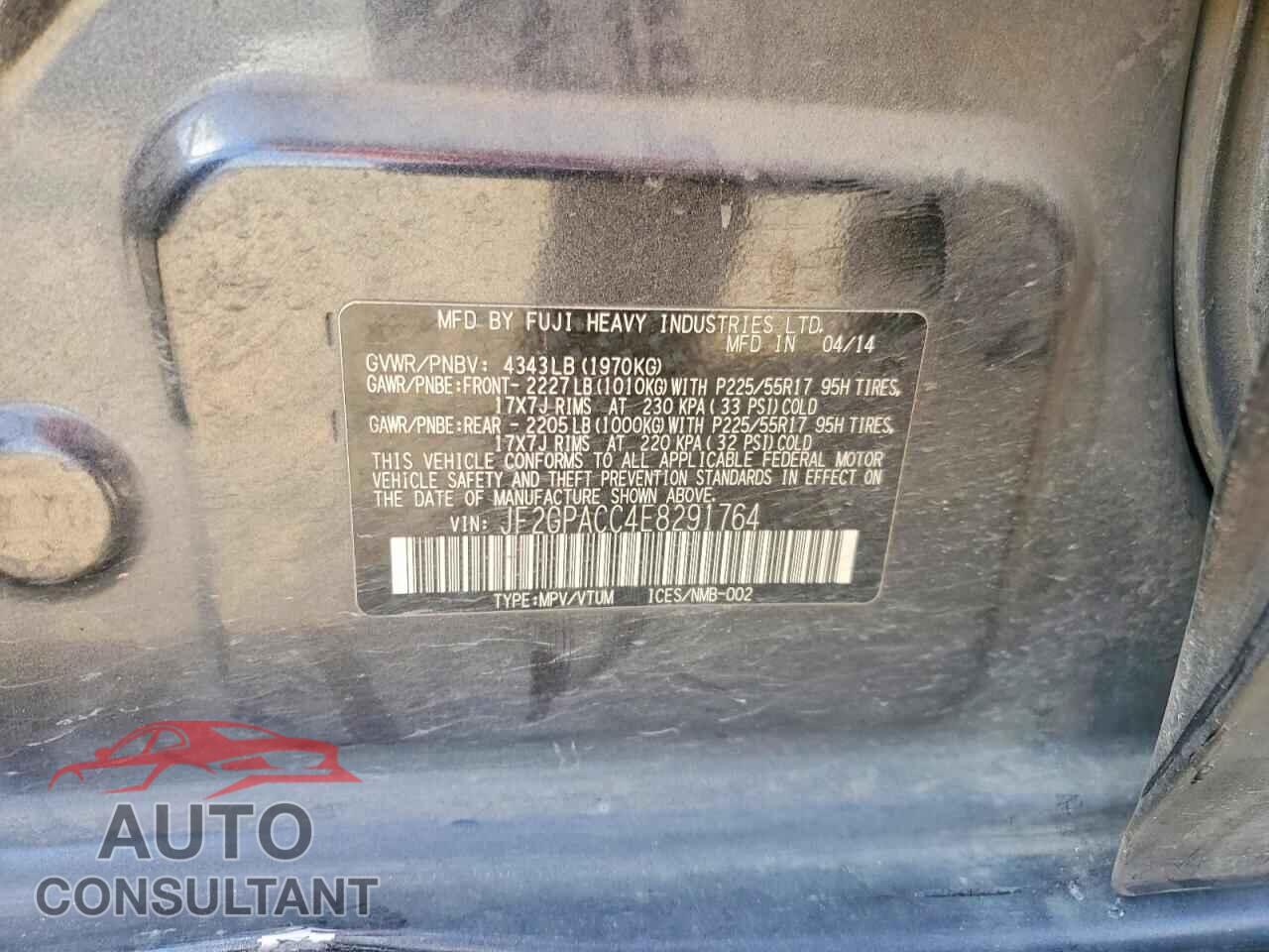 SUBARU XV 2014 - JF2GPACC4E8291764