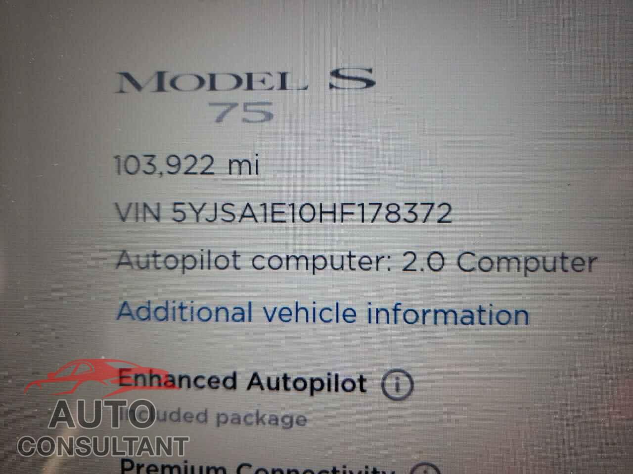 TESLA MODEL S 2017 - 5YJSA1E10HF178372