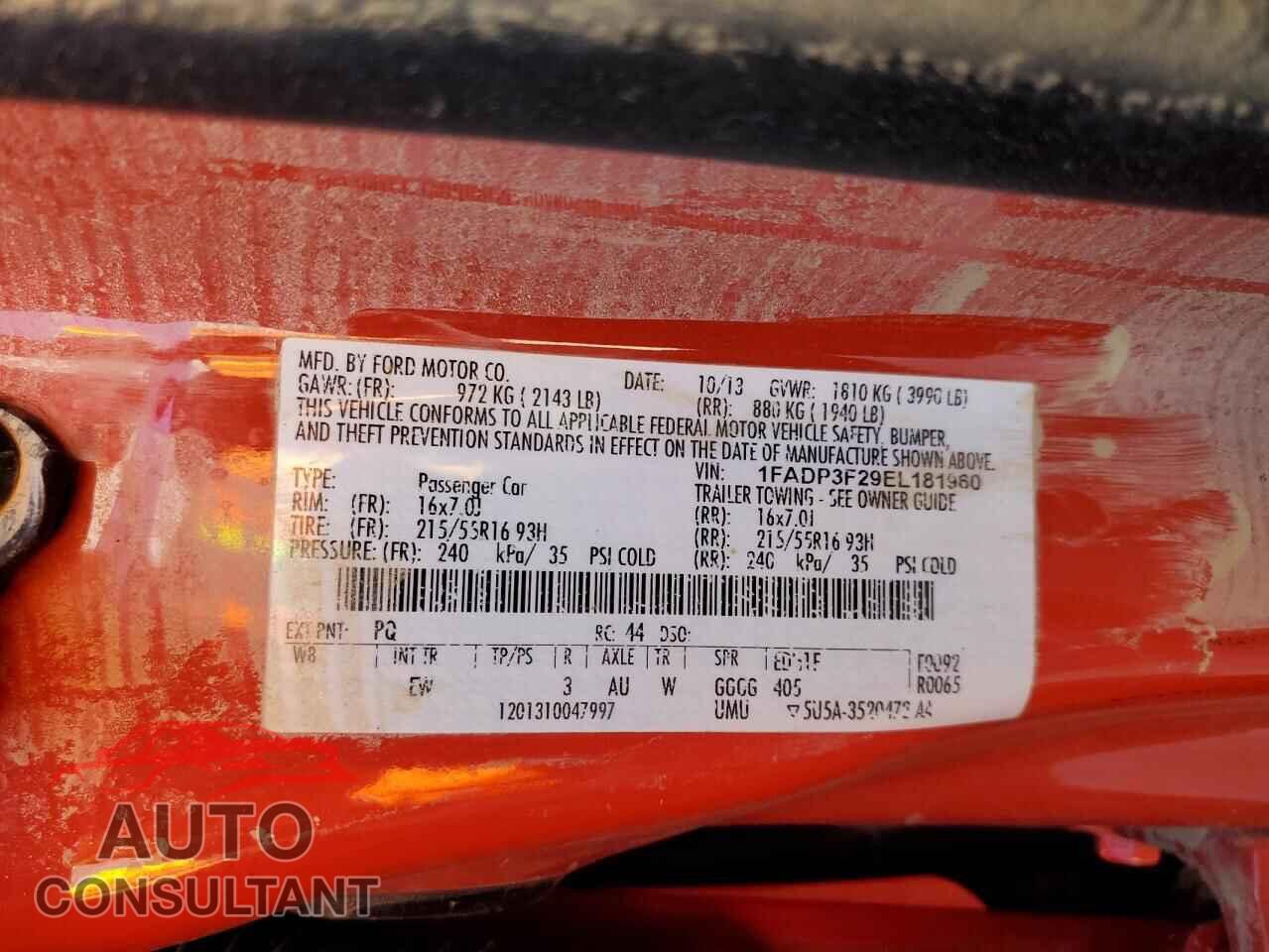 FORD FOCUS 2014 - 1FADP3F29EL181960